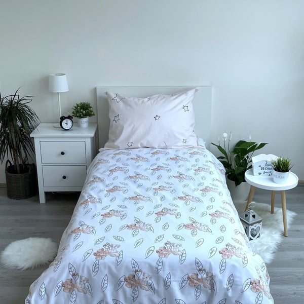 Gaiši dzeltena vienguļamā kokvilnas bērnu gultas veļa ar spīdošu efektu 140x200 cm Lion King "Best friends" – Jerry Fabrics-image-2