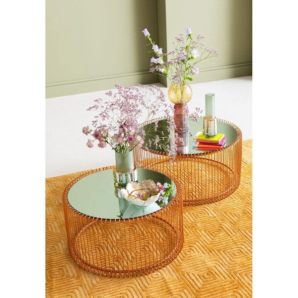 Vara krāsas apaļi žurnālgaldiņi (2 gab.) ø 69,5 cm Wire Big – Kare Design-image-1