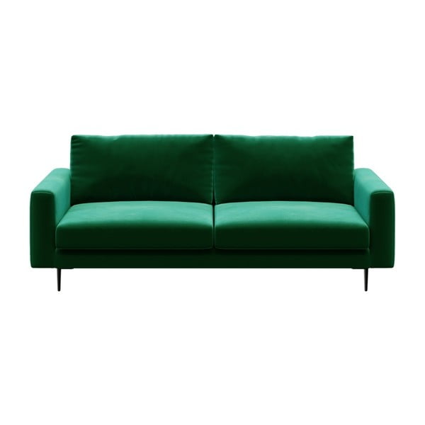 Tumši zaļš samta dīvāns Devichy Levie, 222 cm