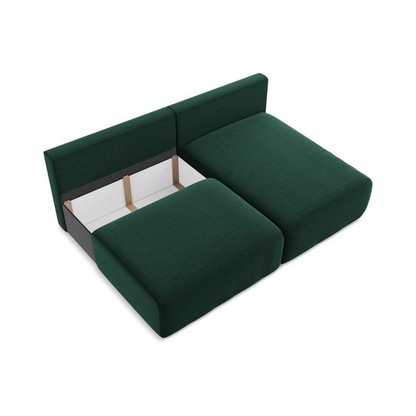 Tumši zaļš samta salokāms stūra dīvāns ar uzglabāšanas vietu (ar labo stūri/ar zvilni) Kalena – Makamii-image-4