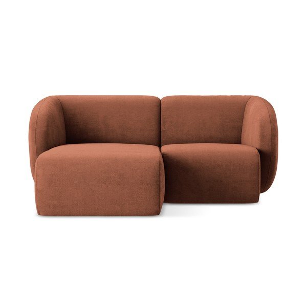 Terakotas oranžs stūra dīvāns no šenila auduma (ar kreiso stūri/ar zvilni) Lani – Makamii