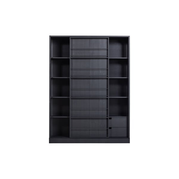 Melns priedes koka grāmatu skapis ar 2 atvilktnēm WOOOD Swing-image-4