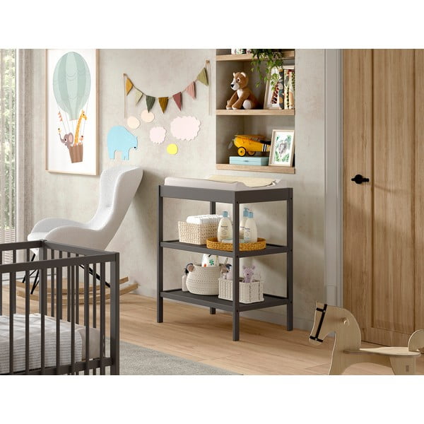 Antracīta pelēks dižskābarža masīvkoka pārtinamais galds Dino – Vipack-image-1