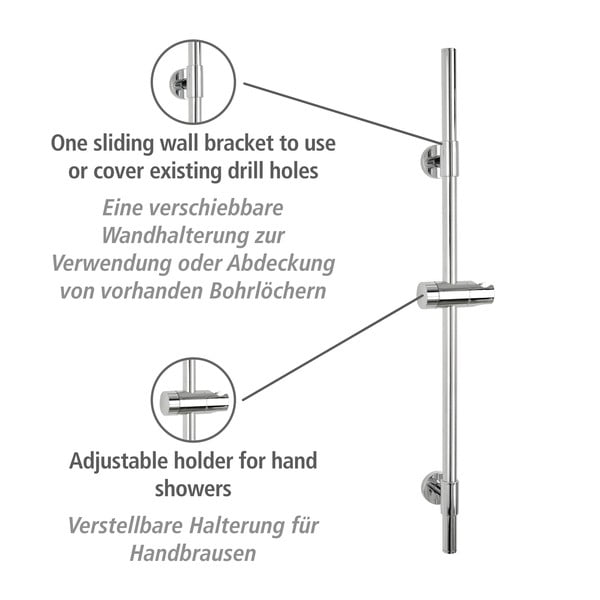 Sienas dušas stienis no nerūsējošā tērauda spīdīgā sudraba krāsā 66 cm Basic – Wenko-image-3