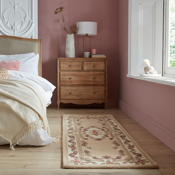 Bēšs vilnas paklājs FlairRug Aubusson, 67 x 210 cm-image-1