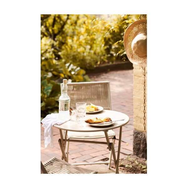 Bēšs metāla dārza pusdienu komplekts 2 personām Arcas – House Nordic-image-4