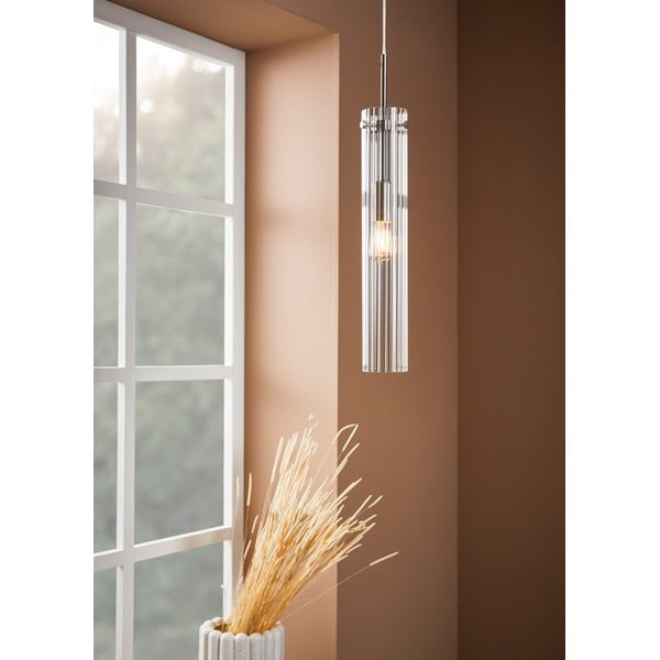 Sudraba krāsas piekaramā lampa ar stikla abažūru Tubo – Markslöjd-image-1