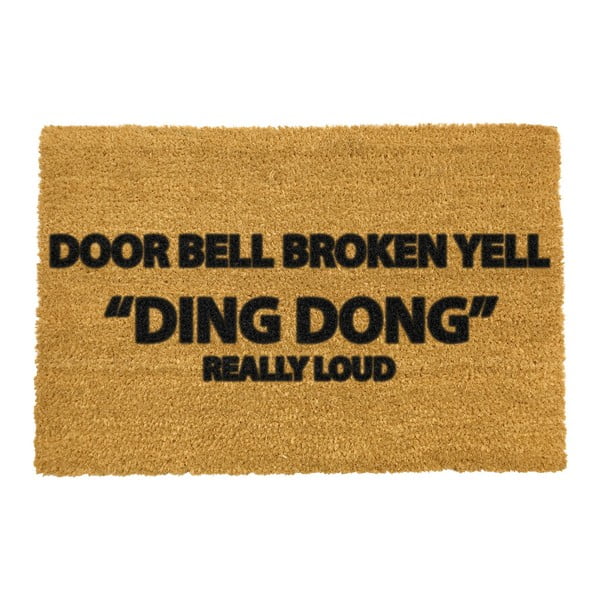 Dabīgās kokosšķiedras paklājs Artsy Doormats Yell Ding Dong, 40 x 60 cm