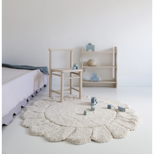 Krēmkrāsas mazgājams/ar rokām darināts kokvilnas bērnu paklājs ø110 cm Gabrielle – Nattiot-image-3