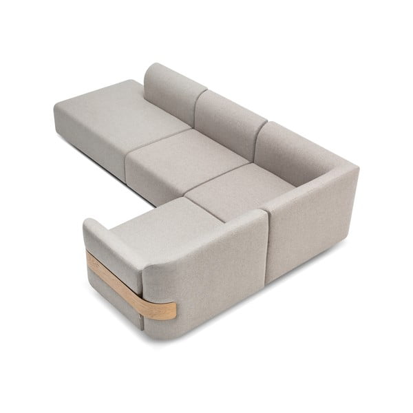 Gaiši pelēks dīvāna modulis (maināms stūris) no vilnas un lina maisījuma Hugg – Gazzda-image-2