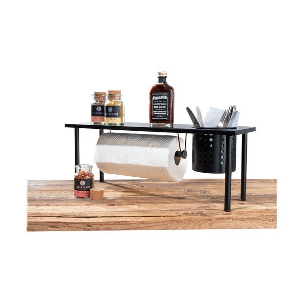 Melns virtuves plaukts ar turētāju virtuves dvielim Wenko Blanco-image-1