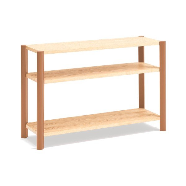 Ķieģeļu sarkans/gaiša dabīga toņa plaukts ar ozolkoka imitāciju 126x84x43 cm Bona – Teulat-image-2