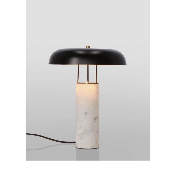 Melnbalta marmora galda lampa ar metāla abažūru (augstums 33 cm) Kaithal – Bizzotto-image-2