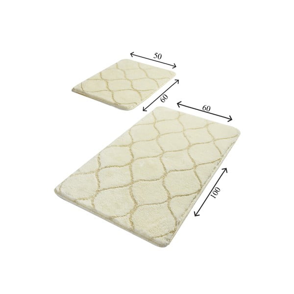 2 bēšu taisnstūra formas vannas paklājiņu komplekts Foutastic Wave-image-2