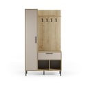 Krēmkrāsas/dabīga toņa priekšnama iekārta ar ozolkoka imitāciju 108x195x35 cm Heidy – Marckeric