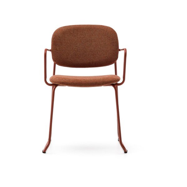 Terakotas oranžs metāla pusdienu krēsls ar roku balstiem Meli – Kave Home-image-2