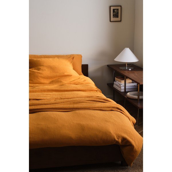 Sinepju dzeltena vienguļamā muslīna gultas veļa 140x200 cm Amilia – Jotex-image-1