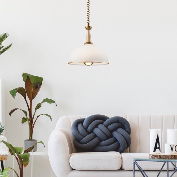 Zelta krāsas/dabīga toņa piekaramā lampa ar stikla abažūru ø 30 cm Ciara – LAMKUR-image-2