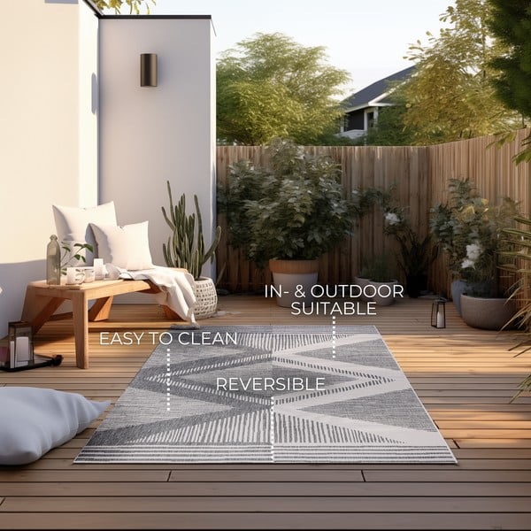 Pelēks/krēmkrāsas āra paklājs 80x150 cm Gemini – Elle Decoration-image-4