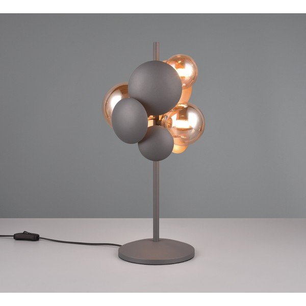 Pelēka/zelta krāsas galda lampa ar stikla abažūru (augstums 50 cm) Bubble – Trio Select-image-1