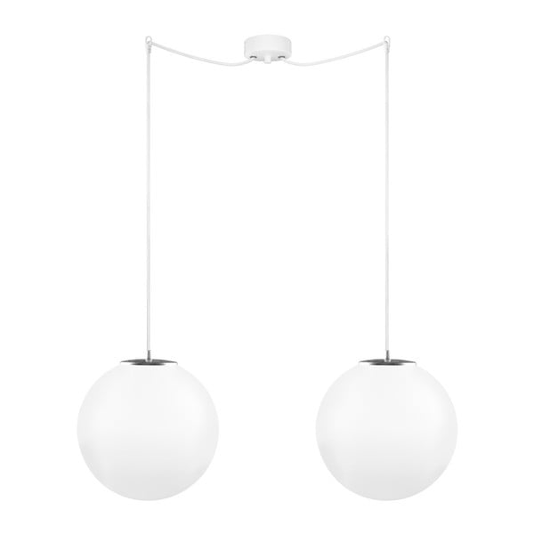 Balta un sudraba dubultā piekaramā lampa ar baltu kabeli un baltu ligzdu Sotto Luce Tsuki, Ø 30 cm
