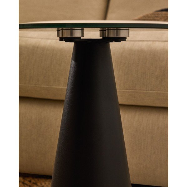 Apaļš sānu galdiņš ar stikla galda virsmu ø 35 cm Wilshire – Kave Home-image-2