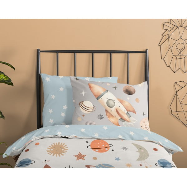 Zila/bēša vienguļamā kokvilnas bērnu gultas veļa 140x200 cm Eclips – Good Morning-image-2