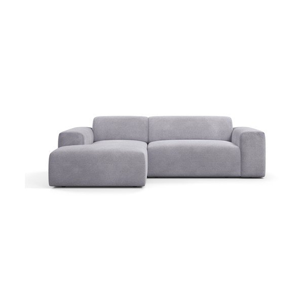 Gaiši pelēks velveta stūra dīvāns Marie Claire Home Karen, 250 cm, kreisais stūris