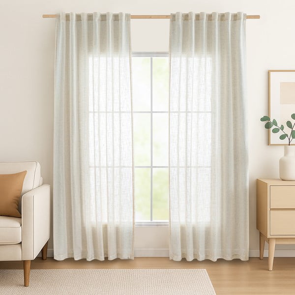 Ziloņkaula krāsas aizkars 140x270 cm Velari – Restilo-image-1