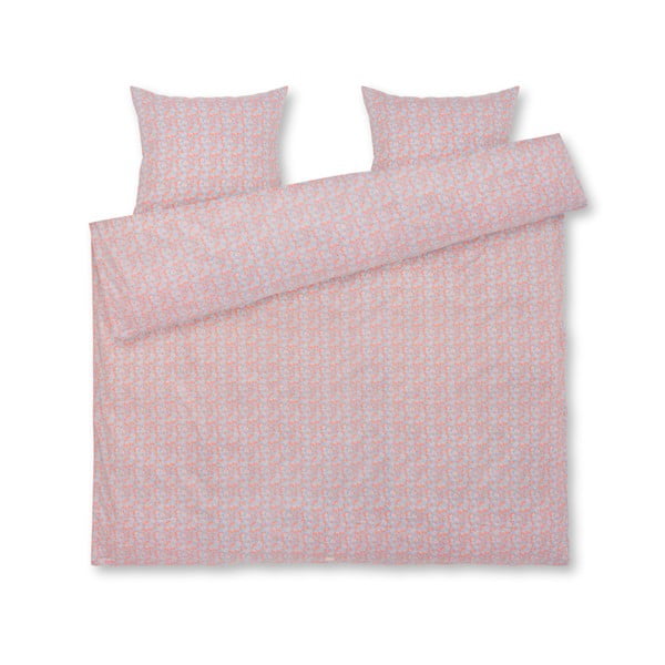 Gaiši zila/rozā divvietīga/īpaši gara gultas veļa no kokvilnas satīna 200x220 cm Pleasantly – JUNA