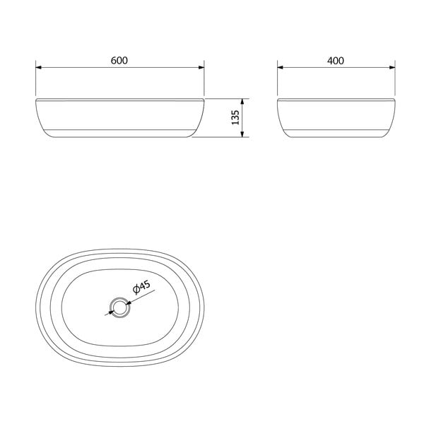 Melna/zila keramikas izlietne 60x40 cm Priori – Sapho-image-3