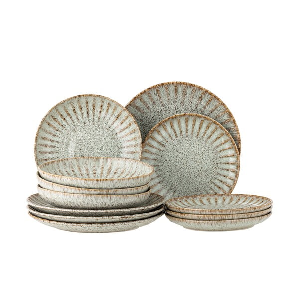 Akmensmasas pusdienu komplekts (12 gab.) Fleur – Bloomingville