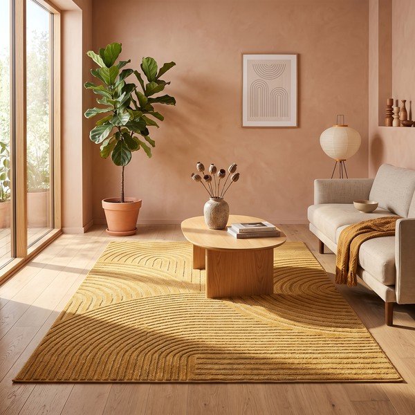 Okera dzeltens paklājs 200x290 cm Whirl – ESTE-image-1