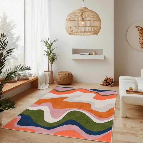 Oranžs mazgājams celiņa paklājs 60x230 cm Squiggly Orange – Mila Home-image-1