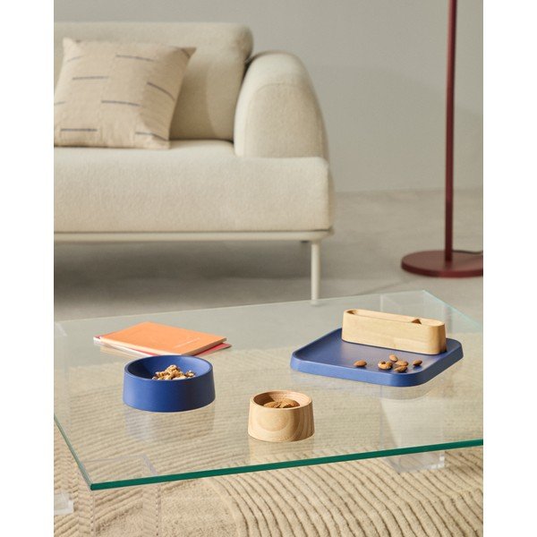 Tumši zilas/dabīga toņa koka servēšanas bļodiņas (4 gab.) Bletz – Kave Home-image-1