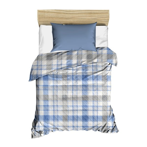 Zils stepēts gultas pārklājs Checkers, 160 x 230 cm