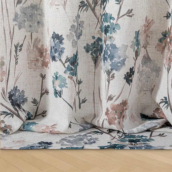 Gaiši zils/krēmkrāsas aizkars 135x250 cm Flosi – Restilo-image-4