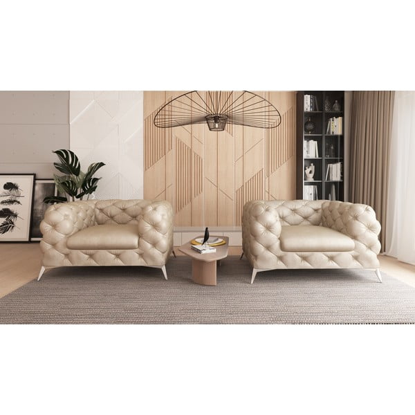 Bēšs samta atpūtas krēsls Chelsea – Ropez-image-1