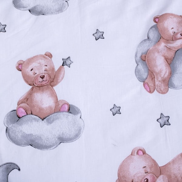 Balta kokvilnas bērnu gultas veļa 100x135 cm Teddy Bear "Ribbon" – Jerry Fabrics-image-4