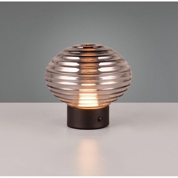 Melna/pelēka LED galda lampa ar regulējamu spilgtumu un stikla abažūru (augstums 14,5 cm) Earl – Reality-image-1