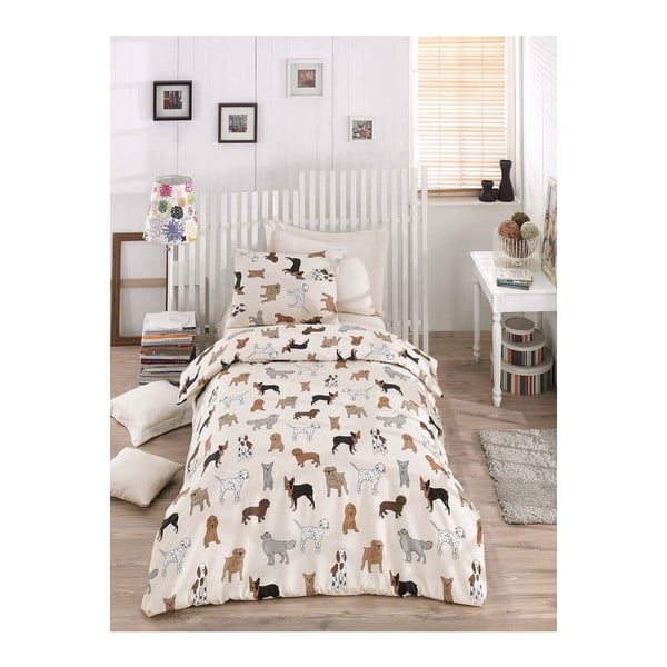 Vienguļamā gultasveļa ar palagu Dogs Pack, 160 x 220 cm