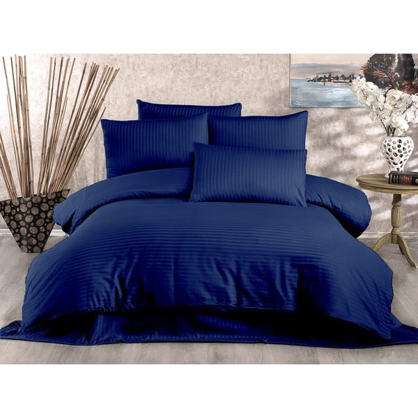 Tumši zila divvietīga gultas veļa no kokvilnas satīna 200x200 cm Lilyum – Mijolnir