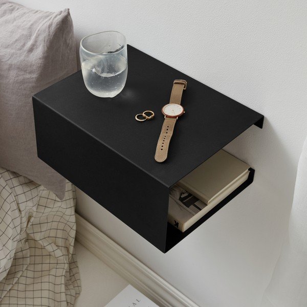 Melns daudzlīmeņu tērauda sienas plaukts 35 cm – ReCollector-image-1