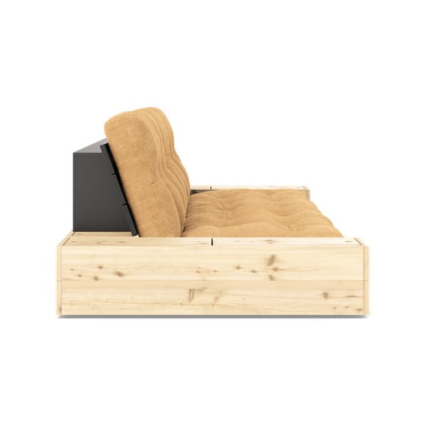 Sinepju dzeltens/gaiši brūns velveta izvelkamais dīvāns 244 cm Base – Karup Design-image-3