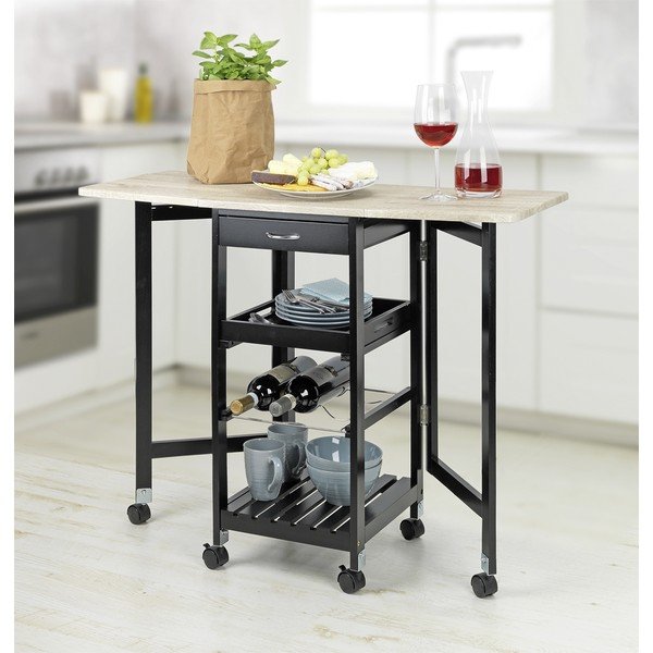 Melns/dabīga toņa vīna skapis ar ozolkoka imitāciju pudeļu skaits 3, 97x77 cm – Maximex-image-1