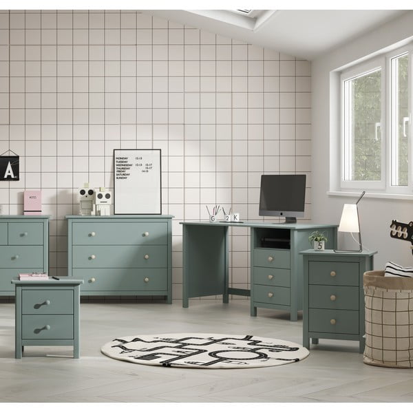 Zaļganzils priedes masīvkoka bērnu naktsskapītis Max – Marckeric-image-1