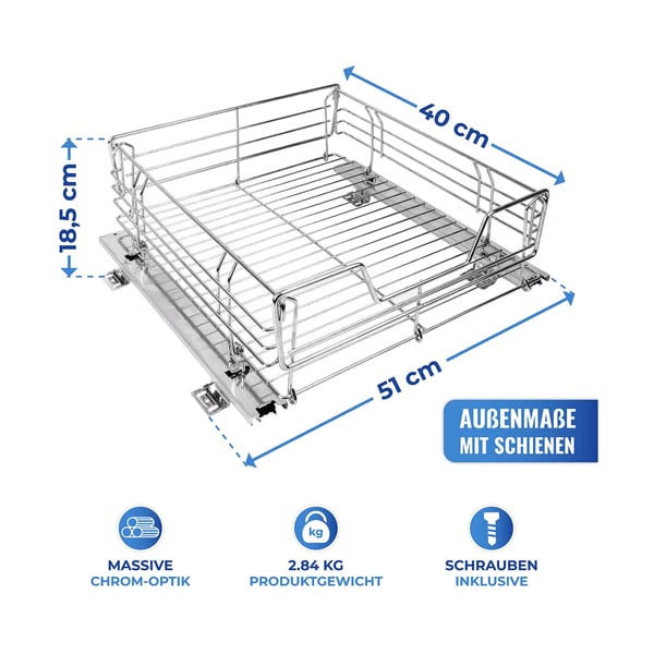 Izvelkamais plaukts no nerūsējošā tērauda Maximex Slide, 51 x 40 cm-image-3