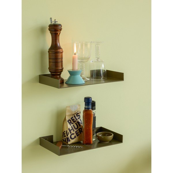 Tumši zaļš metāla sienas plaukts 30 cm Sheets – Hübsch-image-1