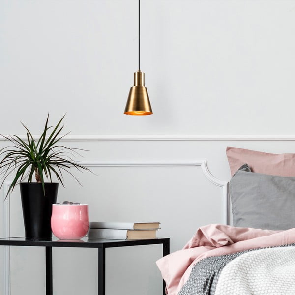 Melna/zelta krāsas piekaramā lampa ø 14 cm Kem – Opviq lights-image-3