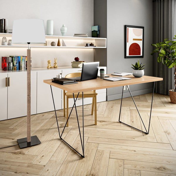 Ozolkoka rakstāmgalds ar melnām kājām TemaHome Flow, 140 x 75 cm-image-1